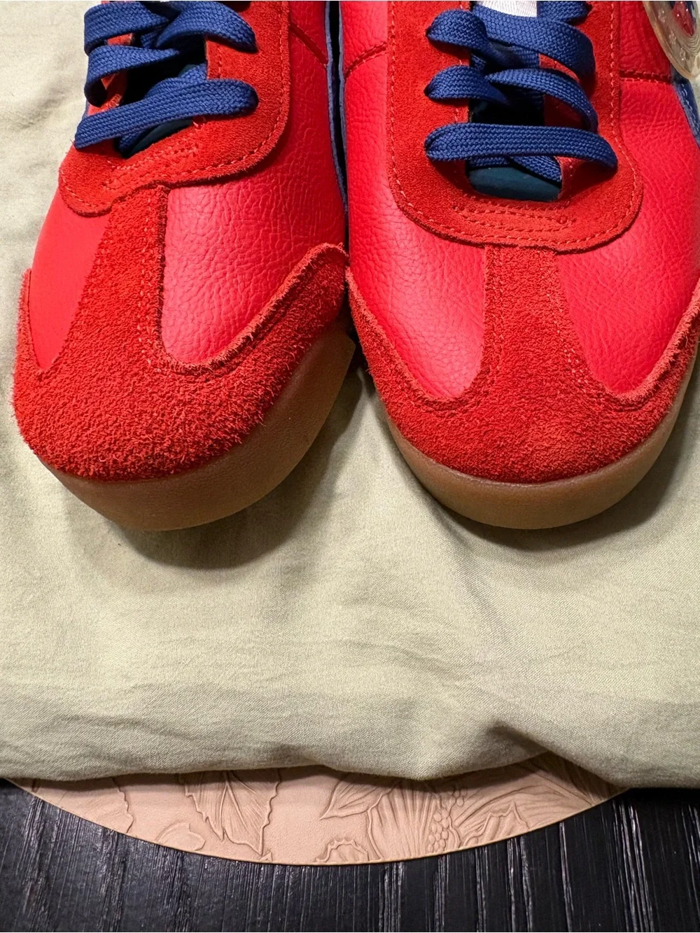 Puma Red Sneakers with Blue Formstripe and Yellow Lining